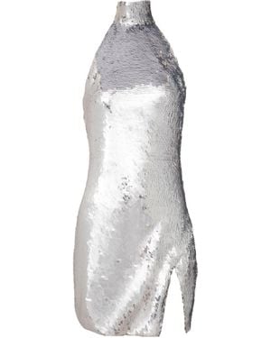 Balmain Short Sequinned Halterneck Dress - White