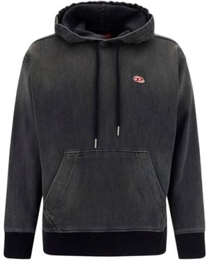 DIESEL Logo-Patch Long-Sleeved Hoodie - Black