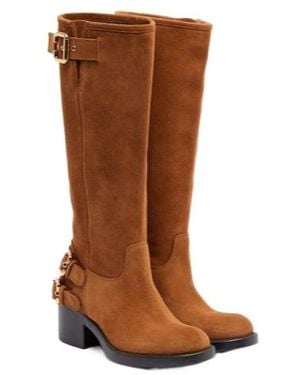 Chloé Dakota Suede Biker Boots - Brown