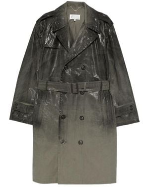 MM6 by Maison Margiela Maison Margiela Shiny Belted Trench Coat - Grey