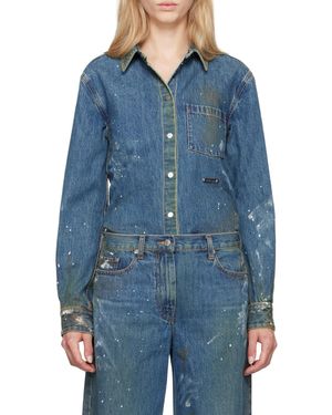 Helmut Lang Painted Effect Denim Shirt - Blue