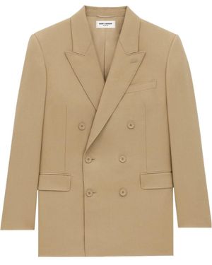 Saint Laurent Yves Double-Breasted Jacket - Natural