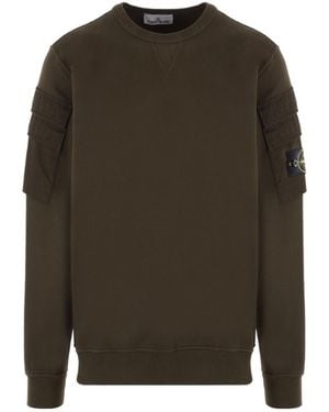 Stone Island Compass Patch Crewneck Sweatshirt - Green