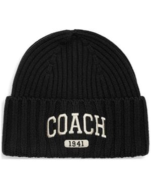 COACH Embroidery Knitted Hat - Black