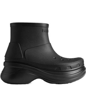 Balenciaga X Crocs Logo Embossed Ankle Boots - Black
