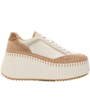 Chloé Color-Blocked Thick-Soled Moccasin Platform Shoes - Natural
