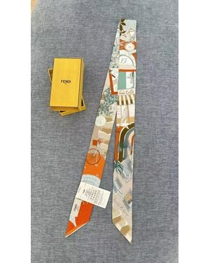 Fendi Printed Silk Scarf - Gray