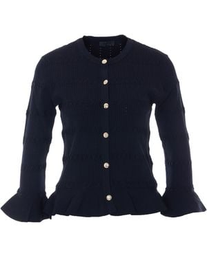 Liu Jo Ruffled Knit Jacket - Blue