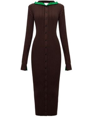 Bottega Veneta Lightweight Ribbed Hooded Dress - Multicolour
