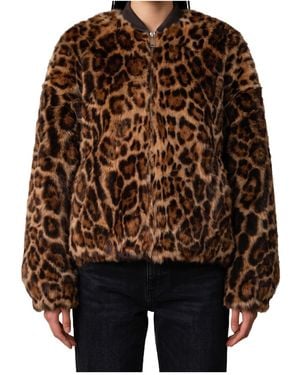 Arma Reversible Animal Print Bomber - Brown