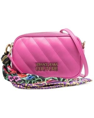 Versace Jeans Couture Quilted Faux-Leather Crossbody Bag - Pink