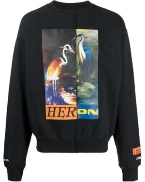 Heron Preston Graphic-Print Patchwork Sweatshirt - Blue