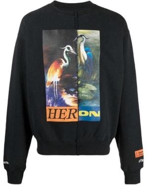 Heron Preston Graphic-Print Patchwork Sweatshirt - Blue