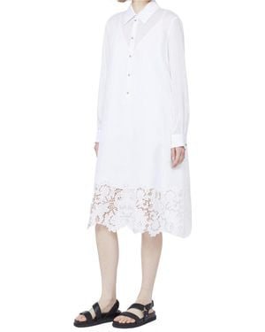 Max Mara Lace-Trim Shirt Dress - White