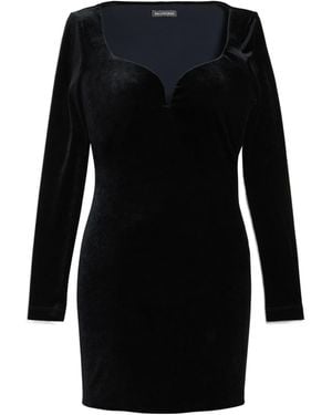 Balenciaga Sweetheart Velvet Mini Dress - Black
