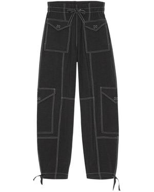 Ganni Light Slub Pocket Trousers - Black