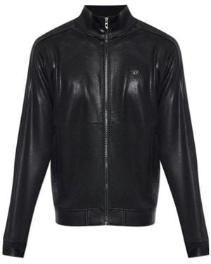 DIESEL Glossy Zip-Up Sweatshirt - Blue