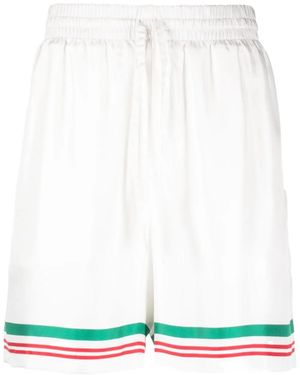 CASABLANCA Graphic-Print Silk Shorts - White
