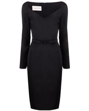 Valentino Vlogo Fitted Midi Dress - Black
