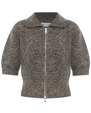 Samsøe & Samsøe Zip-Up Collared Top - Gray