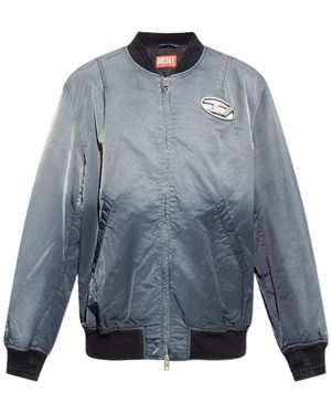 DIESEL J-Kepes Logo Plaque Bomber Jacket - Blue
