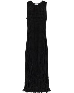 Alaïa Alaïa Fringed Bead Knit Dress - Black