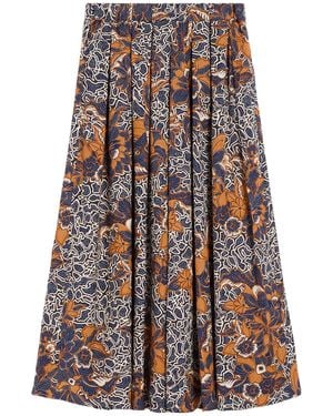 Weekend by Maxmara Cotton Printed Midi Skirt - Blue
