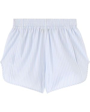 Ermanno Scervino Striped Pure Cotton Poplin Shorts With Drawstring Waist - Blue
