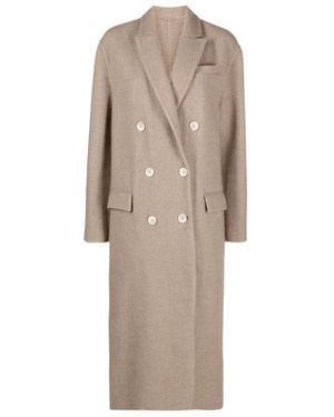Brunello Cucinelli Double-Breasted Straight Hem Coat - Natural