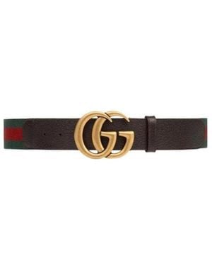 Gucci Web Belt With Double G Buckle - White
