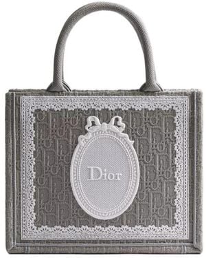 Dior Small Book Tote With Strap - Gray