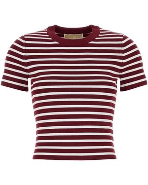 MICHAEL Michael Kors Stripe Rib-Knit T-Shirt - Red