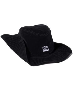 Miu Miu Velvet Cowboy Hat - Black