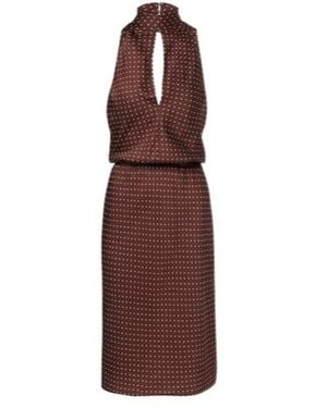 Posse Phoebe Polka-Dot Halterneck Midi Dress - Purple