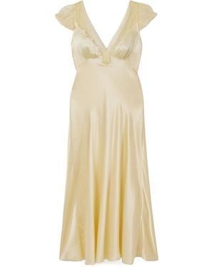 Doen Corelia Tulle-Trimmed Silk-Satin Midi Dress - Metallic