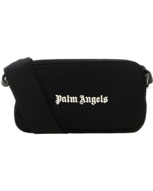 Palm Angels Monogram Embroidered Zipped Messenger Bag - Black