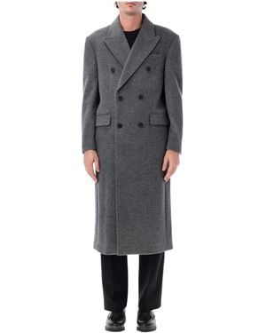 DUNST Double-Breasted Long Coat - Grey