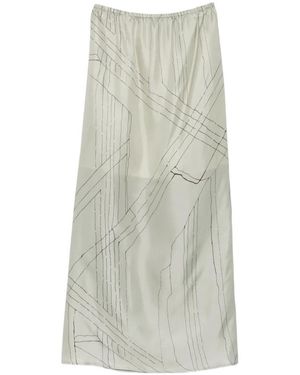 Alysi Graphic-Print Slit Skirt - Gray