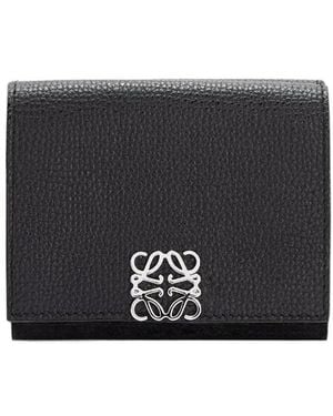 Loewe Anagram Plaque Tri-Fold Wallet - Black
