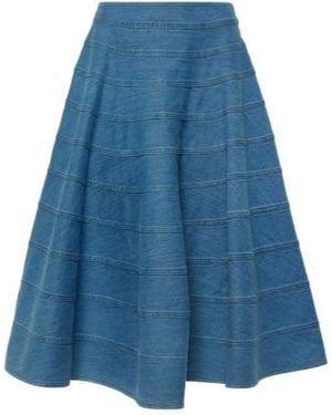 Altuzarra Grace Paneled Denim Midi Skirt - Blue