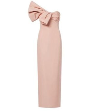 Oscar de la Renta Bow-Detail Draped Silk Faille Gown - Pink