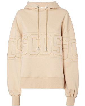 Gcds Logo Patch Drawstring Hoodie - Natural