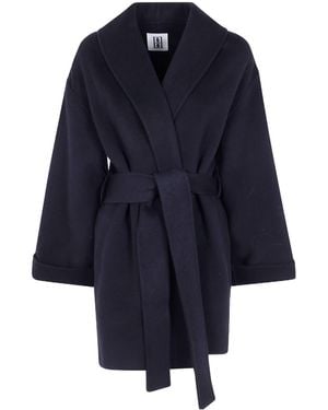 By Malene Birger Long Sleeve Belted Coat - Blue