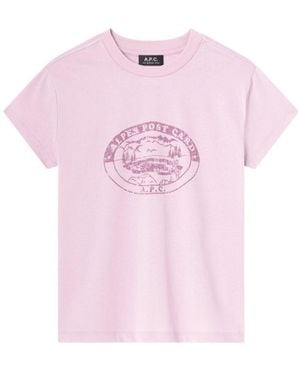 A.P.C. Vintage Camping Logo T-Shirt - Pink