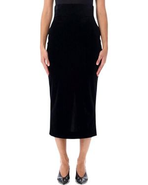 Alberta Ferretti High-Waist Midi Skirt - Black