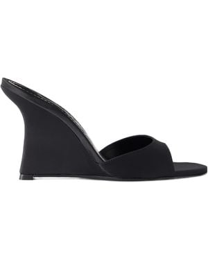 STAUD Brigitte Satin Wedge Mules - Black