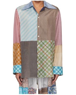 Marine Serre Regenerated Silk-Scarves Shirt - Gray