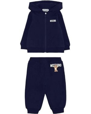 Moschino Zipper Sweatshirt Pants Two-Piece Set - Blue