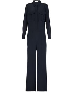 Dorothee Schumacher Lapel Long-Sleeved Jumpsuit - Blue