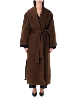By Malene Birger Wool Trullem Belted Waist Coat - Brown